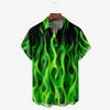 Moda Estiva Camicie Hawaiane da Uomo a Maniche Corte con Stampa a Griglia Fiamma 3D Top Casual Estivi Camicie da Spiaggia Camicia da Uomo e Donna per Esterno