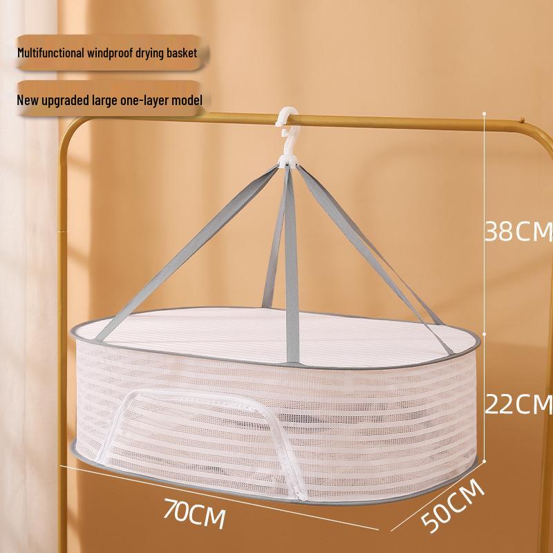 Windproof Drying Net Basket for Clothes, Socks, & Toys - Anti-Deformation, Flat Mesh for Dormitory Use