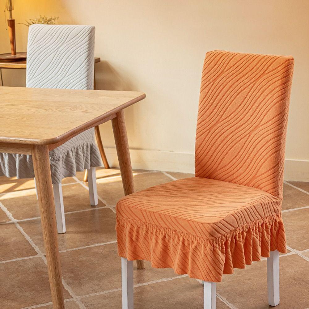 Jacquard Dining Chair Cover Waterproof Elastic Stretch Chair Cushion Cover Solid Color Parson Chair Slipcovers Home Dining