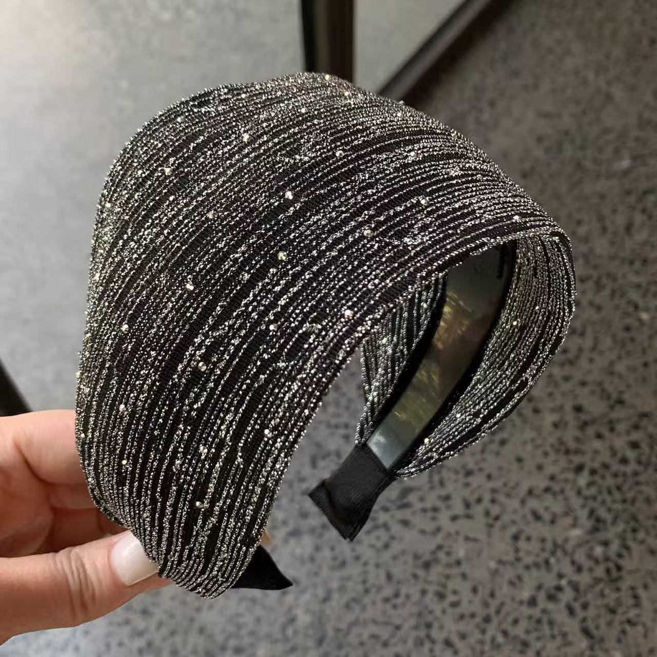 

2025 Retro Rhinestone Star Headband – Wide Edge Korean Style for Women серый