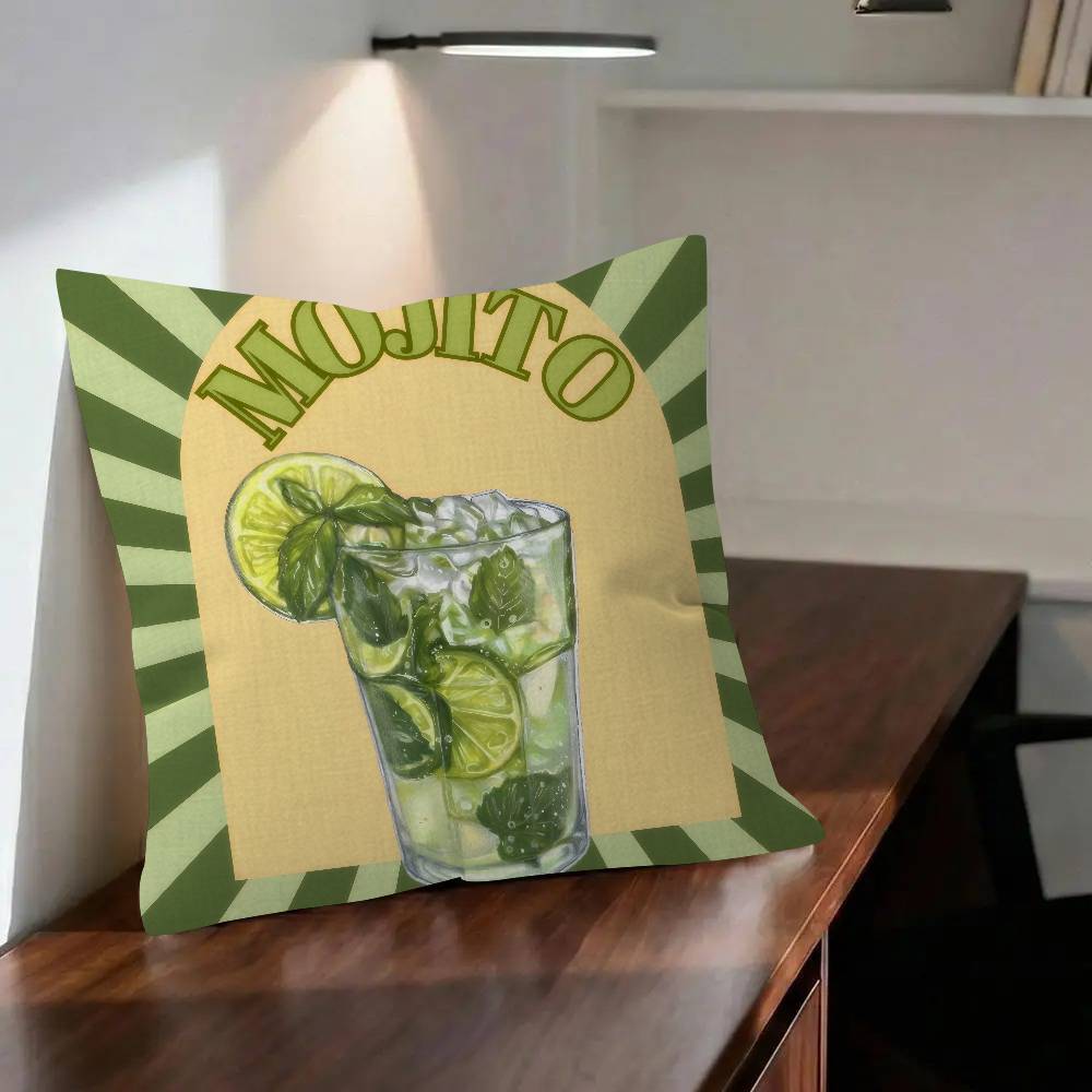 Mojito Cocktail Art Cushion Cushion Cover Pillowcase Upholstery Sofa Throw Pillow Home Decor Pillowcas
