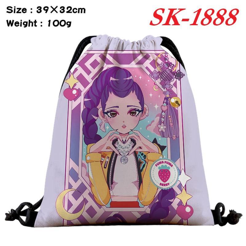 Demon Hunters Drawstring Bag Lightweight Backpack Cartoon Print Travel Fitness Clothes Storage