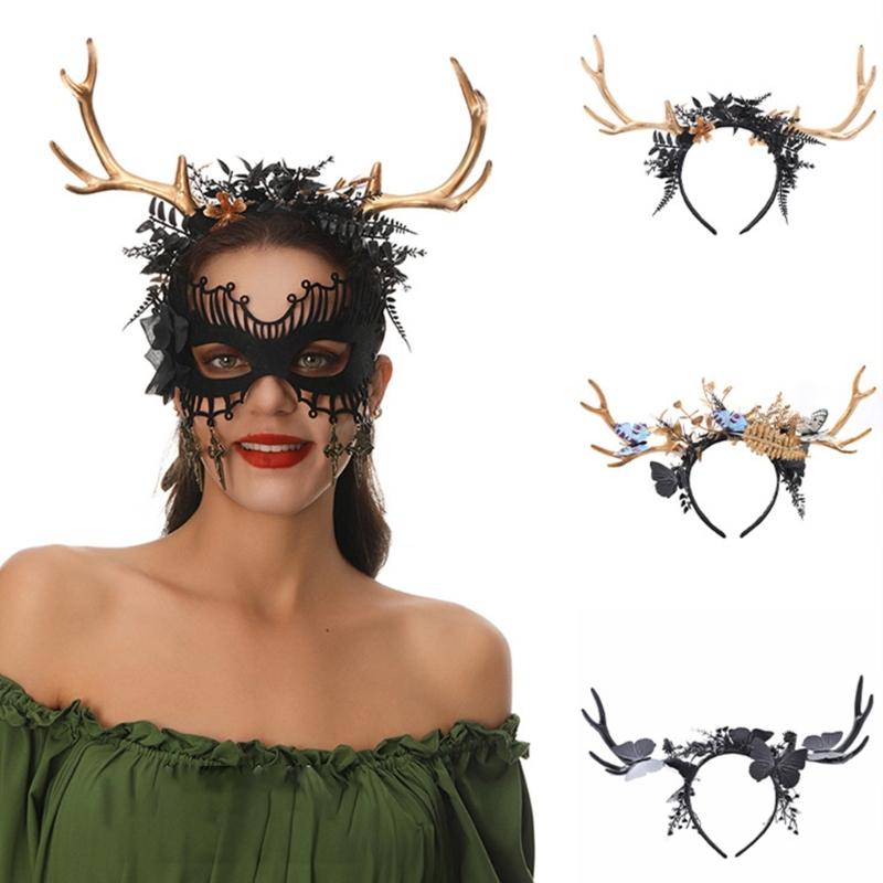 Enormous Reindeer Antlers Headbands For Holiday Incidents Soft Stretchable Fabric Design Family Costume Accessory Christmas Halloween Party Essential