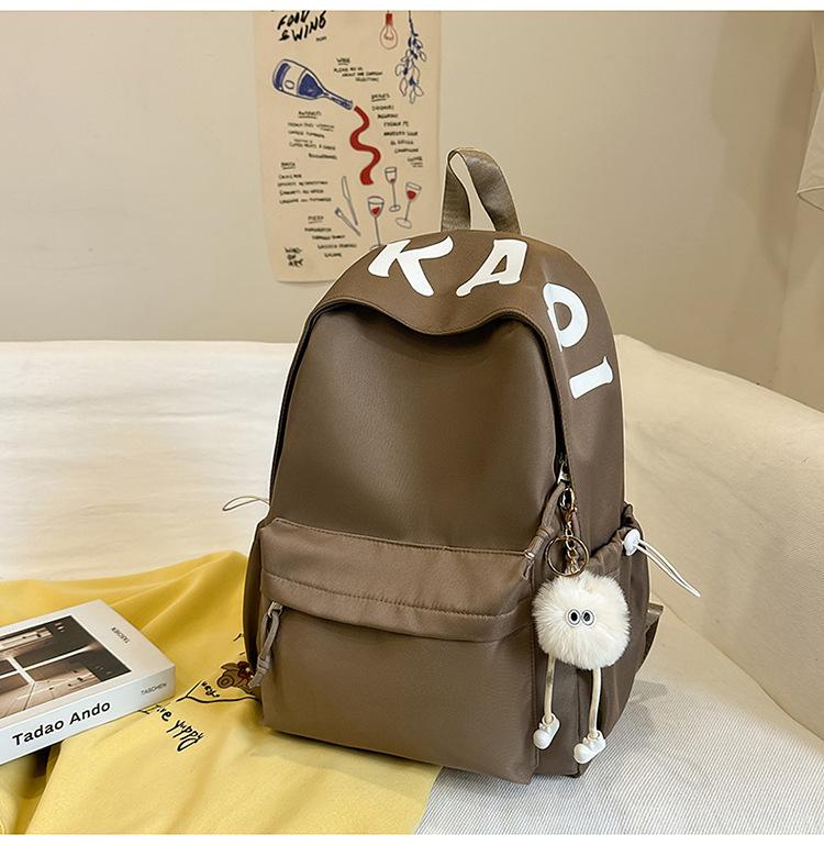 School bag Mori casual simple versatile college student school bag fresh and sweet solid color with letters light large capacity backpack
