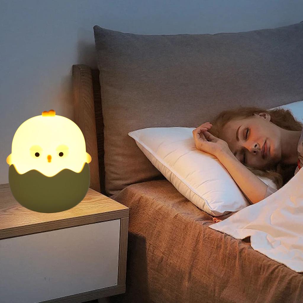 Eggshell Chick Night Light Cute 7 Color Dimmable Warm Light RGB LED Silicone Nursery Bedside Lamp for Bedroom Living Room Baby Feeding