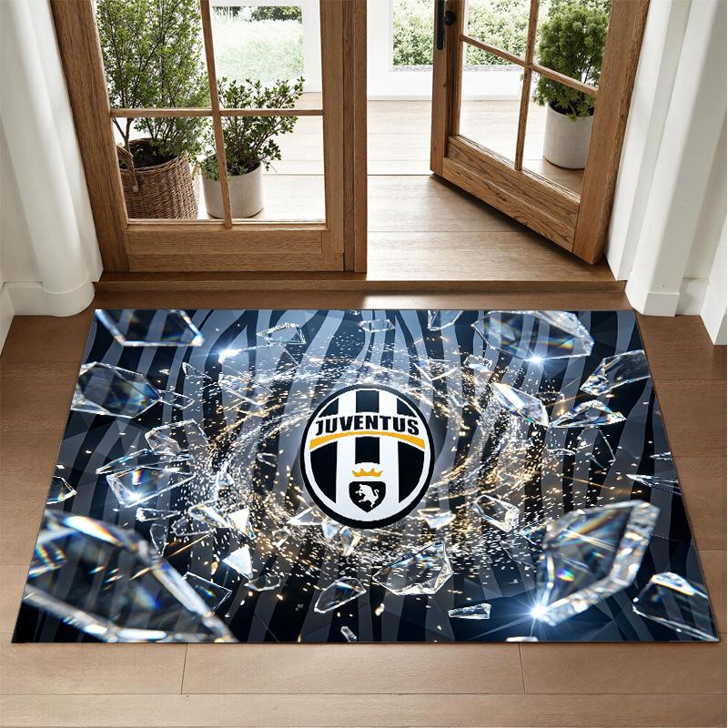 Juventus FC Design Crystal Velvet Rug Soft Decorative Mat for Bedroom Entrance