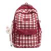 Schoolbag new high-value Japanese ins fresh and sweet plaid contrasting color splicing backpack junior high school students lightweight backpack