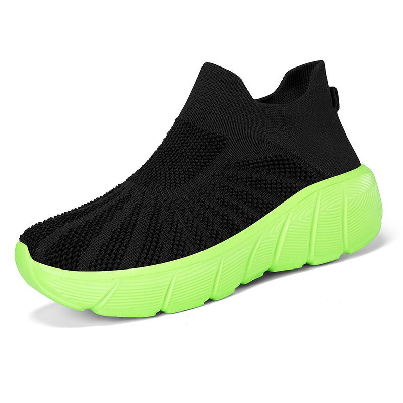 Fashion Outdoor Casual Running Shoes Men Slip-On Knitted Socks Sneakers Breathable Lightweight Mesh Lazy Shoes Easy Wear Rubber Outsole