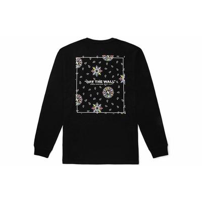 Vintage Floral Print Crew Neck Long Sleeve T-Shirt Men Tops Black VN0A7PRLBLK