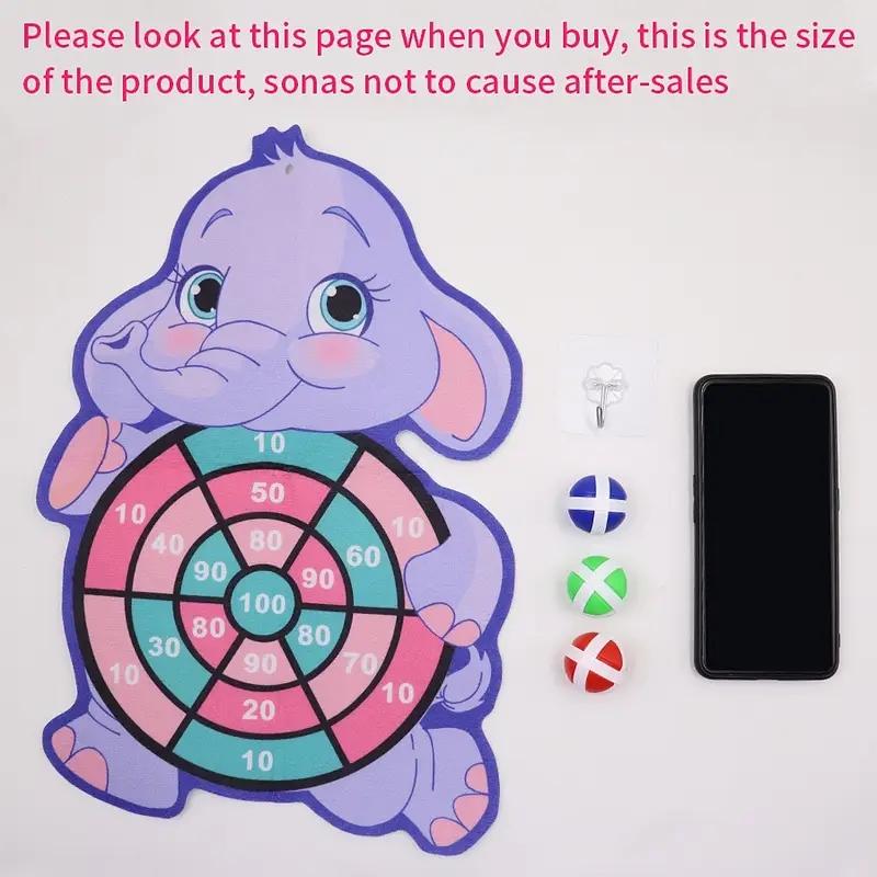 Elephant themed sticky ball dart board two pack toy set, children's favorite fun toys, indoor and outdoor interactive games