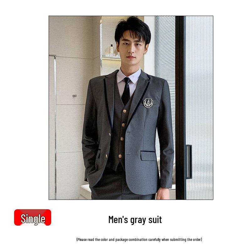 Unisex British College-Style Suit Jacket & Pleated Skirt Set: Stylish, Professional JK Uniform.