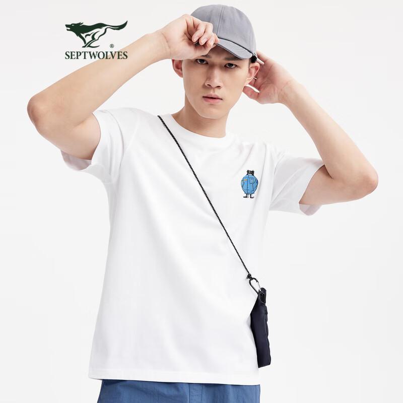 SEPTWOLVES Men's Printed Round Neck Short Sleeve T-Shirt