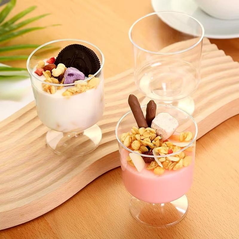10/20PCS Disposable Dessert Cups Plastic Dessert Cups with Spoons Mousse Ice Cream Appetizers Pudding Party Supplies