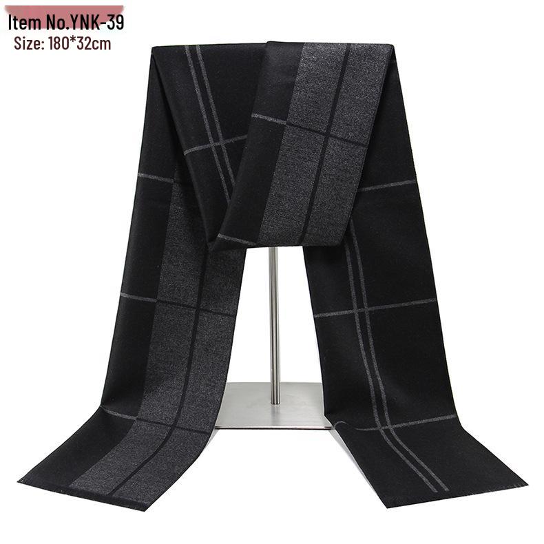 2026 Men's Winter Warm Plaid Scarf - European & American Style, Imitation Cashmere, Long Scarf