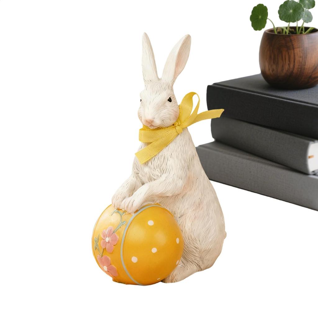 Easter Cute Rabbit Figurines Background Decoration Spring Resin Easter Egg Rabbit Figurines Party Supplies for Home Living Room