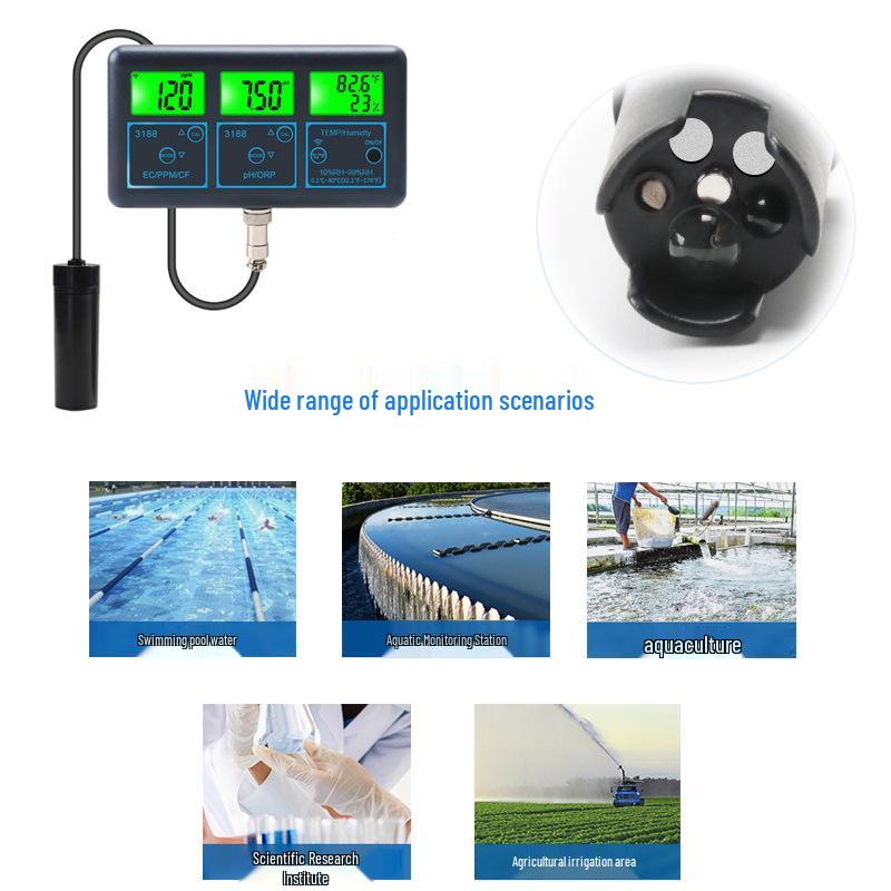 WiFi Tuya 7-in-1 Smart Water Quality Monitor: TDS, Conductivity, Fish Tank, Aquaculture pH, Alkalinity, ORP Meter