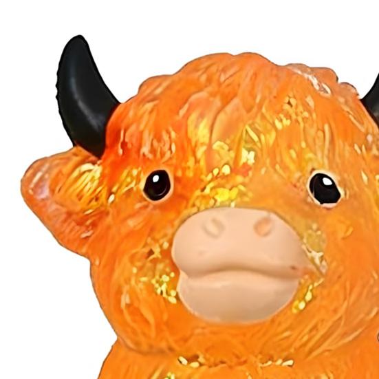 Glitzer-Hochlandrind Quetschspielzeug Langsam aufsteigend Klarer Rinder-Stressball Anti-Angst Weiche Tierform Haus-/Büro-Schreibtisch Fidget Toy