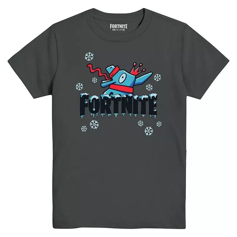 Fortnite Boy s Loot Llama Snow Charcoal Grey Graphic T-Shirt. Sizes S-XL. New! 140