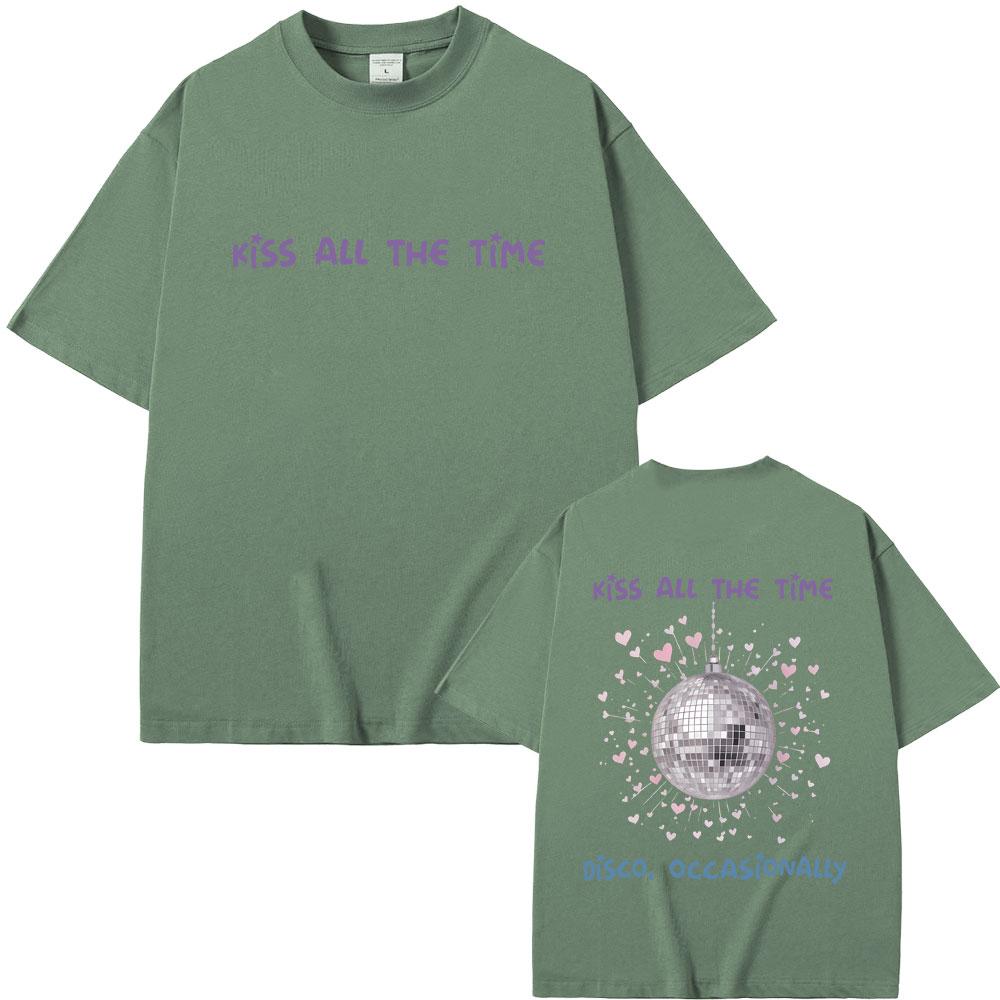 Limited New Album Kiss All The Time Disco Occasionally Graphic Tshirt Unisex Women Hip Hop Fashion Oversized T Shirts Streetwear