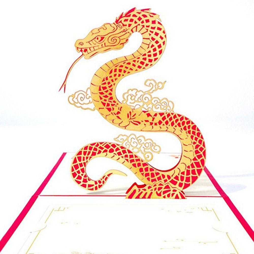 Foldable 3D New Year Gift Card Hot Stamping Message Card  Party Favors
