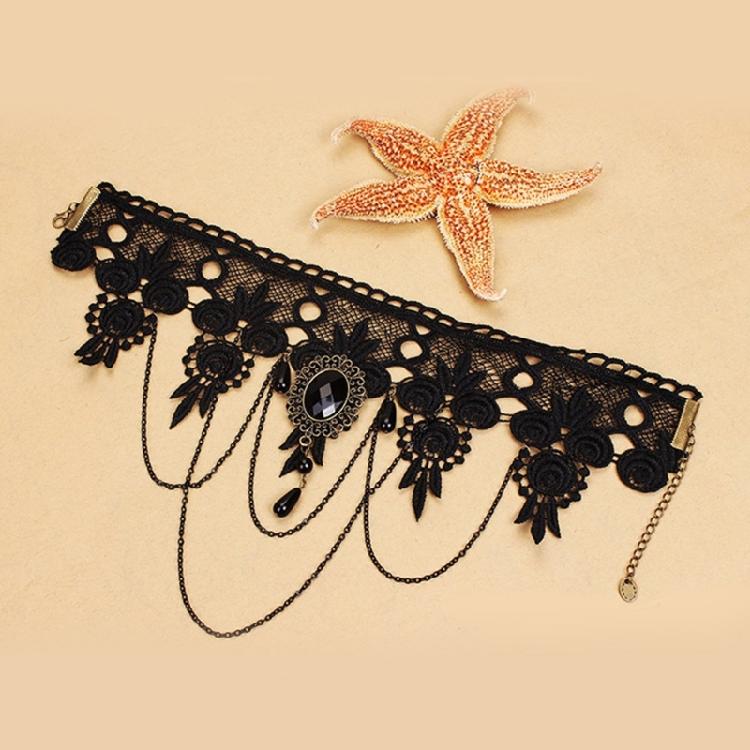 Halloween Jewelry Set for Women Gothic Black Lace Choker Necklace with Earrings