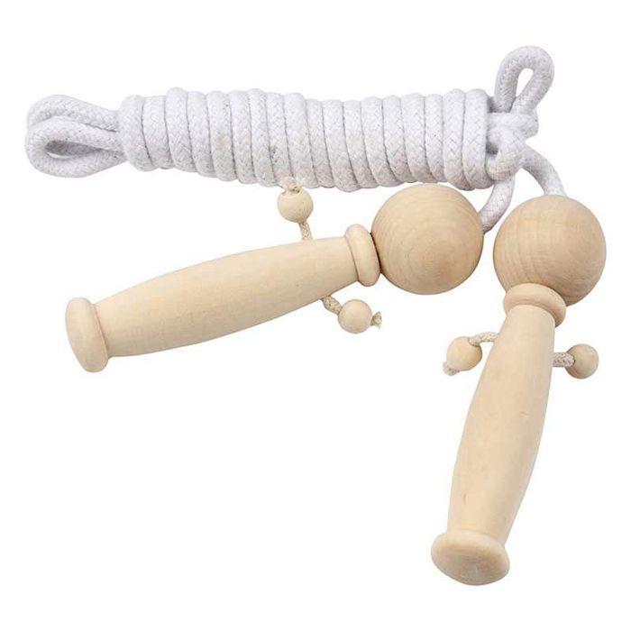 Corde à sauter en bois pour adulte - Fitness - Blanc - Réf 474330