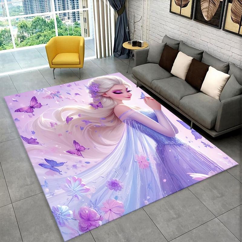 Cartoon Frozen Elsa Princess Girl Carpet Rug for Playroom Bedroom Living Room Sofa Home Decor,kid Area Rug Non-slip Floor Mat