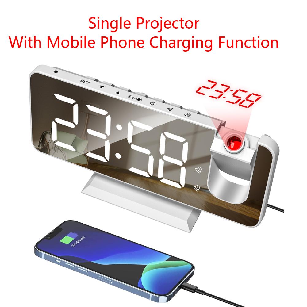 LED Digital Alarm Clock Multifunction Backlight Snooze Clock Large Screen Projector Ceiling Clock for Home Bedroom Living Room