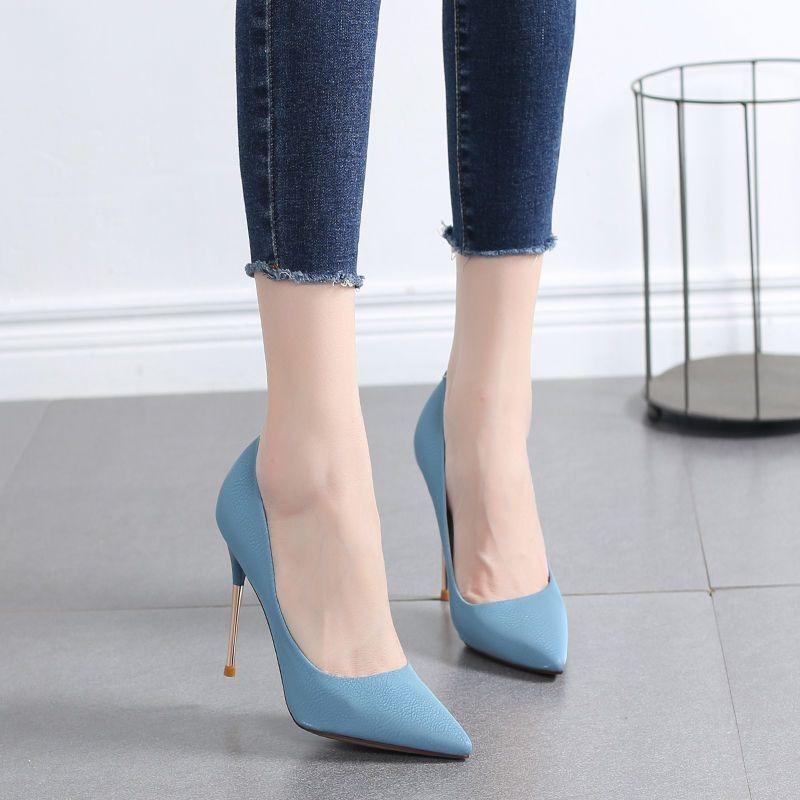 Versatile high heels women's new thin heels shallow mouth pointed shoes spring and autumn girls single shoes