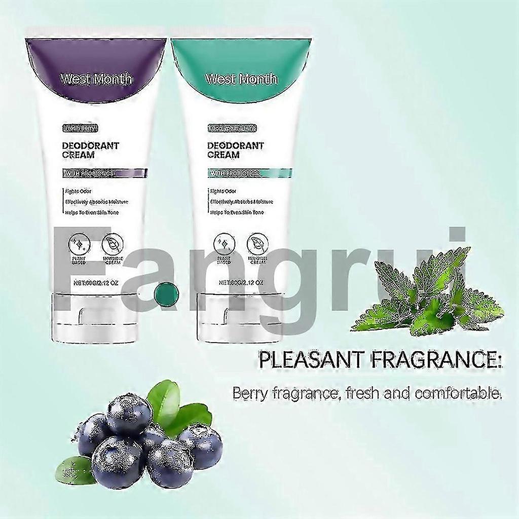 For Natural Probiotic Deodorant Cream Fresh Berry Or Eucalyptus Mint 60g Friendly Travel Size For Od
