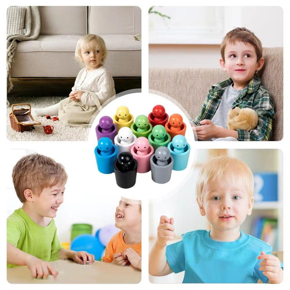 Wooden Color Sorting Games Montessori Count Puzzle Game Toy Children Color Sorting Cup  Family