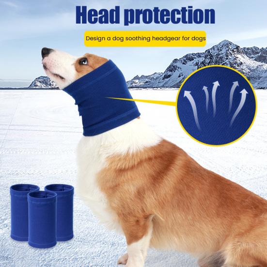 Dog Calming Hoodie Pet Ears Protector Pet Anxiety Relief Ear Wrap Stretchy Knitted Neck Wrap Cancels Noise for Grooming Bathing Force Drying