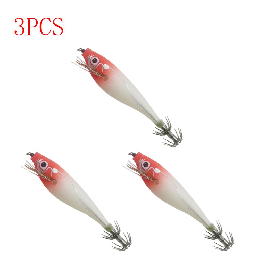 3 To 1 PCS Shrimp Fishing Bait Squid Fish Hook Wooden Octopus Fishing Bait Cuttlefish Artificial Fishing Bait Hard Bait Swinging Fishing Gear