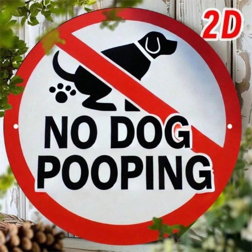 No Dog Poop Metal Wall Sign, Funny Round Tin Poster 7.8 Inch for Home Bar Garage