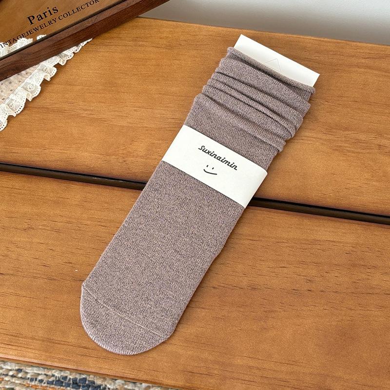 

Socks Women s Autumn and Winter Retro Warm Fleece Medium Tube Socks ins Tide Versatile Curling Stacking Socks Stockings One size fits all