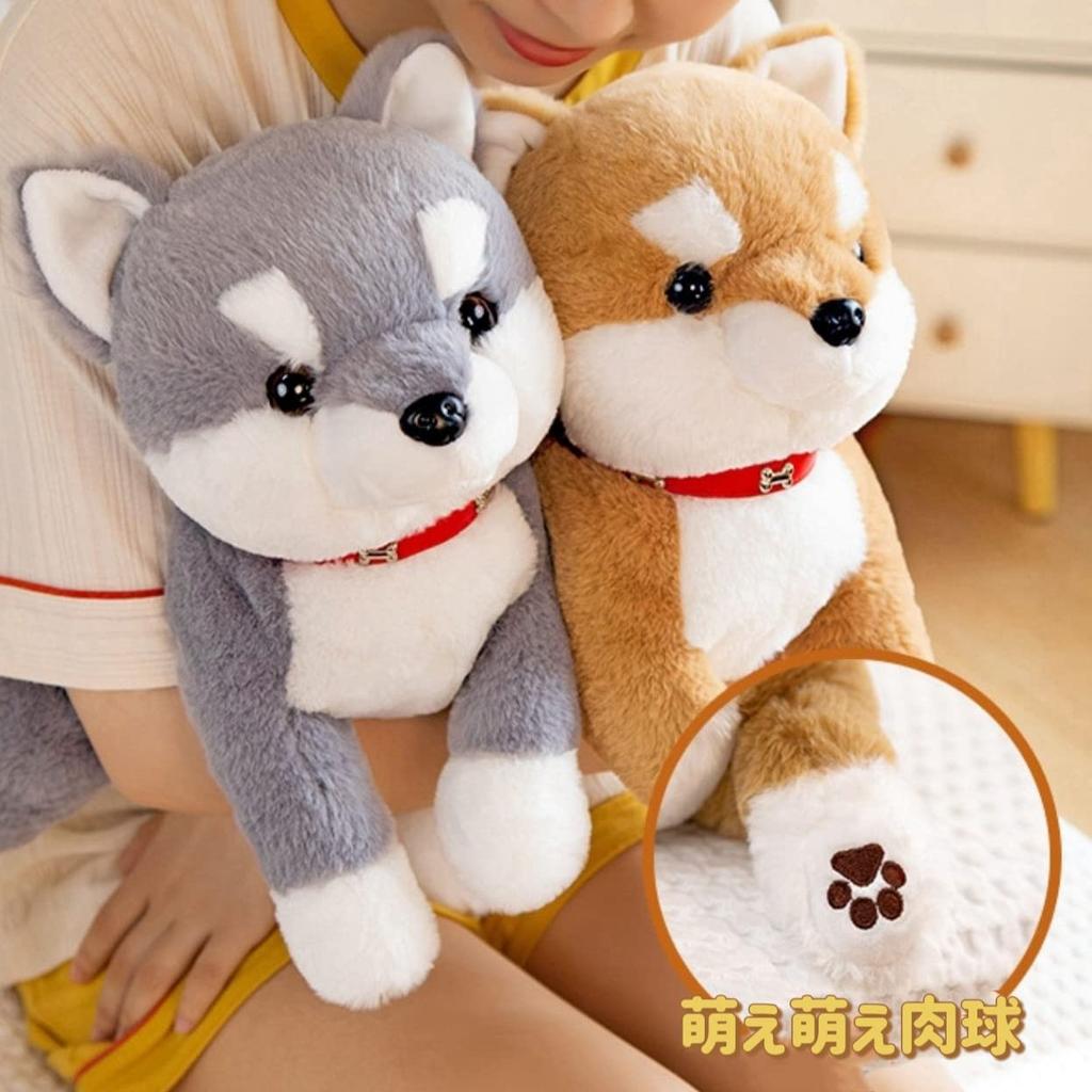 Acest Shiba Inu de 45cm este o pernă de pluș pufoasă, realistă, moale, care decorează camera copiilor.. Este un cadou elegant pentru ceremoniile de intrare la grădiniță,