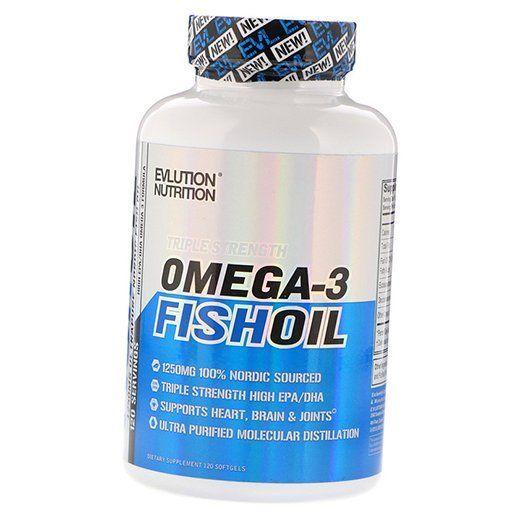 

Омега 3, Рыбий жир, Omega 3 Fish Oil, Evlution Nutrition 120гелкапс (67385001) 120softgels