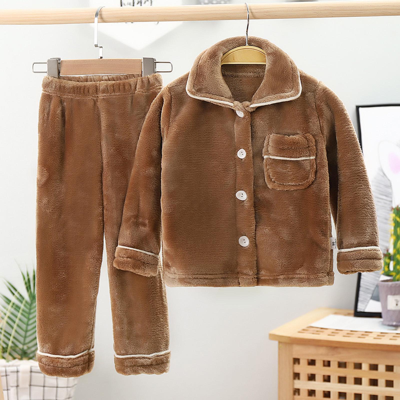 

(СУ)Однотонні піжами для малюків, хлопчиків, дівчаток, зимові теплі пальта, штани, набір одягу 130 коричневий