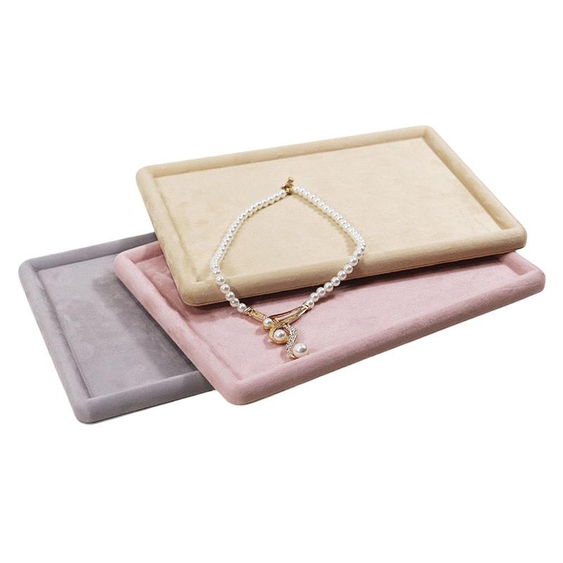 Jewelry Tray Show Stand Shop Organizer Velvet Solid Color Jewelry Display Tray Necklace Glasses Watch Display Props