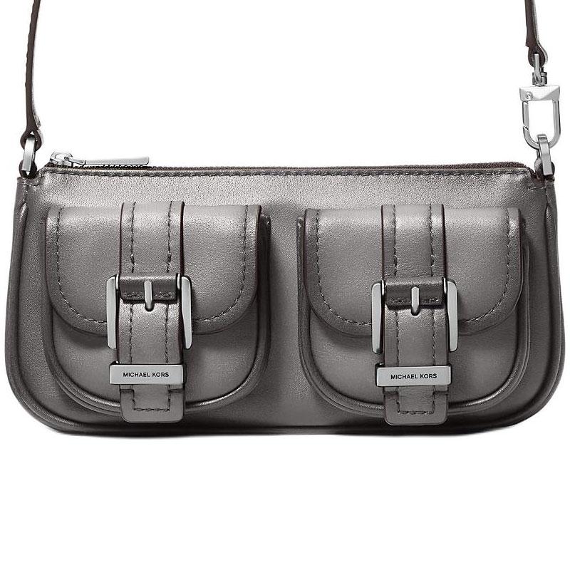 Michael Kors MK Zoe Leather Shoulder Bag With Silver Hardware Design Small Gradient Gray Women shoulder bag 32F5TZCU1O-STORM