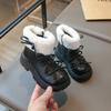 Girl's Shoes Children's Short Boots   Winter Fleece-lined Little Girl Leather Warming Cotton Boots