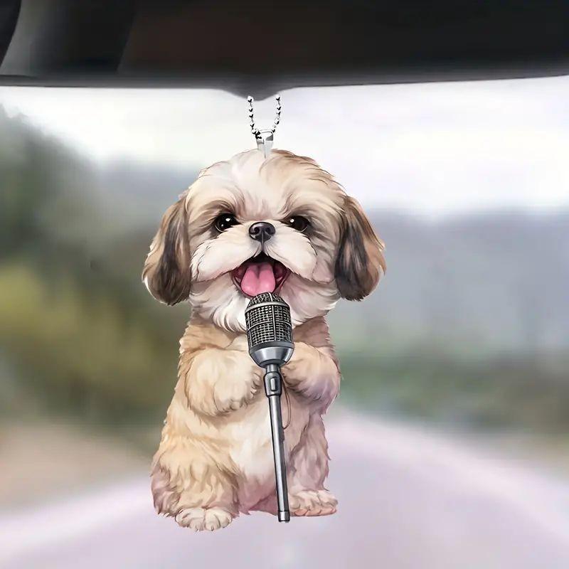 Delightful Acrylic 2d Cute Dog Car Decor Stylish Cartoon Design For Unique Interiors