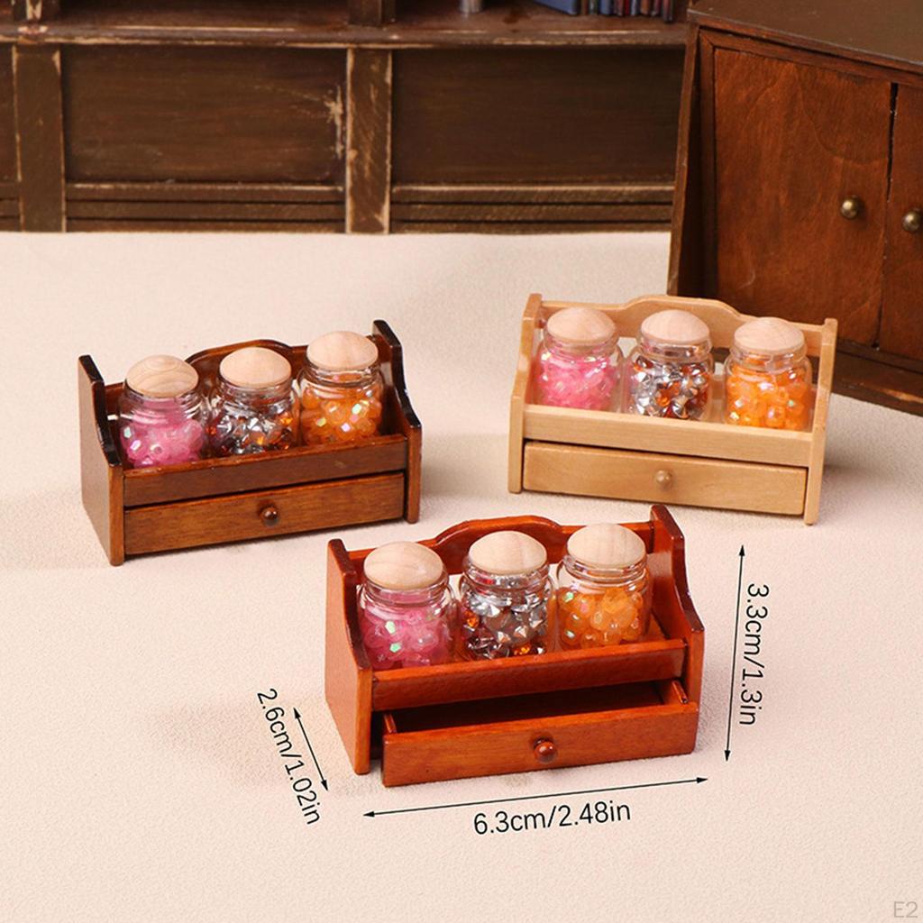 1/12 Candy Jars Dollhouse Food with Slices Pretend Play Display Holder Mini Storage Shelf
