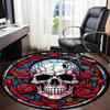 1pc Skull Roses Office Round Area Rug, Under Office Chairs Bedroom Living Room Home Decor, Room Deco