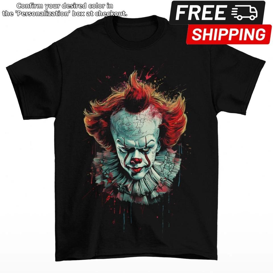Pennywise IT TShirt Unisex Funny Horror Cotton Scary Adult Clown Halloween Fall Unisex T-Shirt S