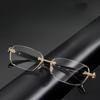 Frameless Glasses for Women Men Anti Radiation Pochromic Fashion Alloy Transition Eyeglasses-