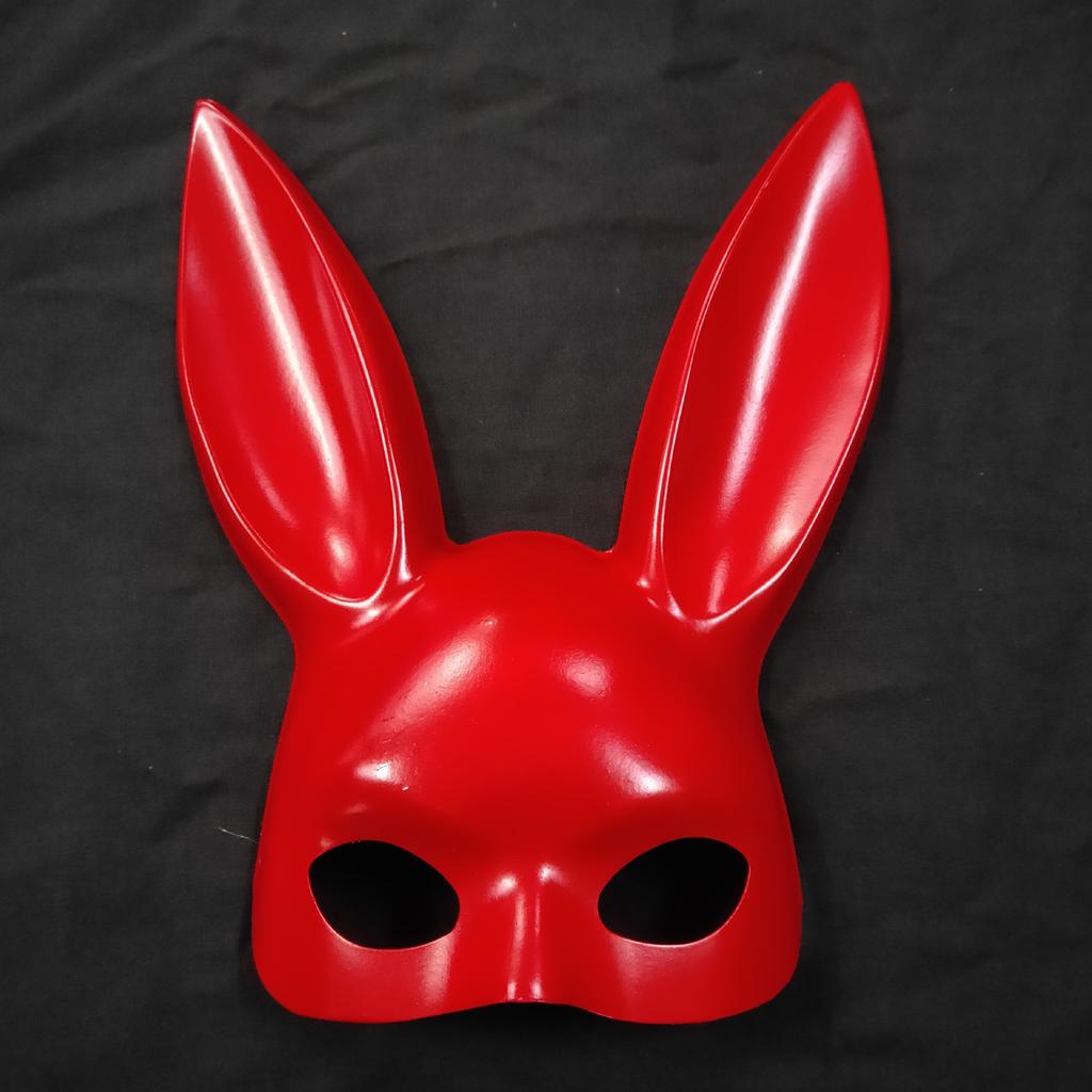 Solid Color Halloween Rabbit Ears Half Mask Bright Matte Bunny Cosplay Party Masquerade Festival Anime Bar Nightclub Accessories
