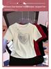 Plus Size Women's Buckle Letter Print Short Sleeve T-shirt: 2025 Summer Loose, Slimming, Casual, Versatile Top
