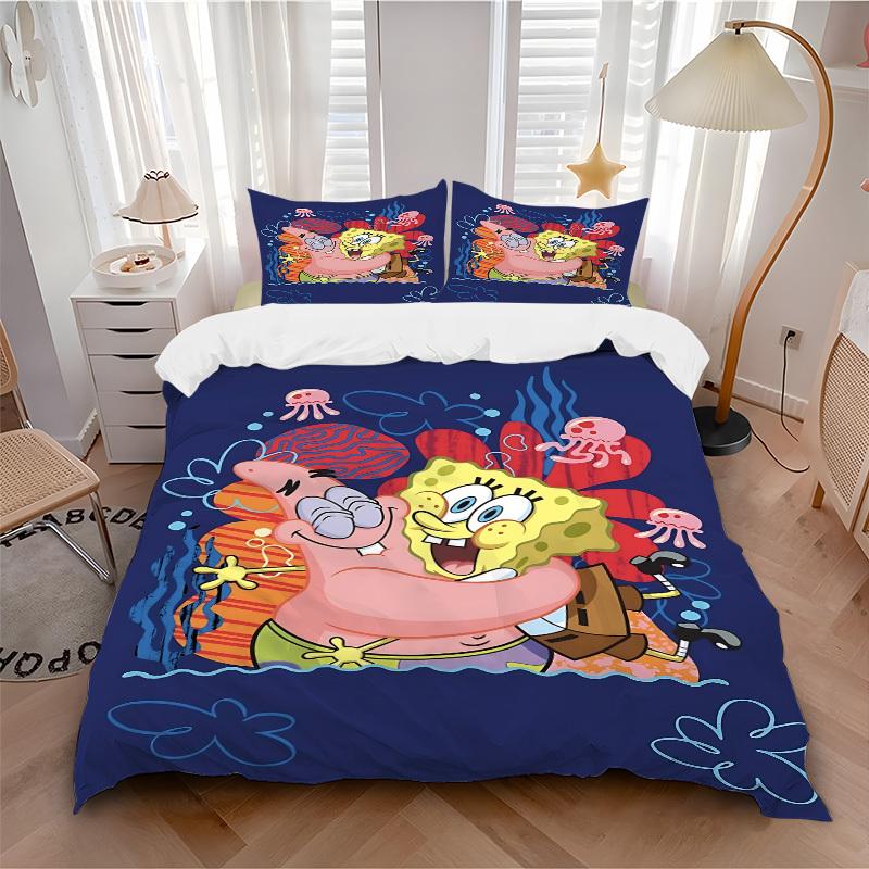 

3pcs bedding set SpongeBob SquarePants Includes 1 Comforter+2 Pillowcases, Without Pillow Inserts, Soft Comfortable, Lightweight Breathable,219 135x200cm