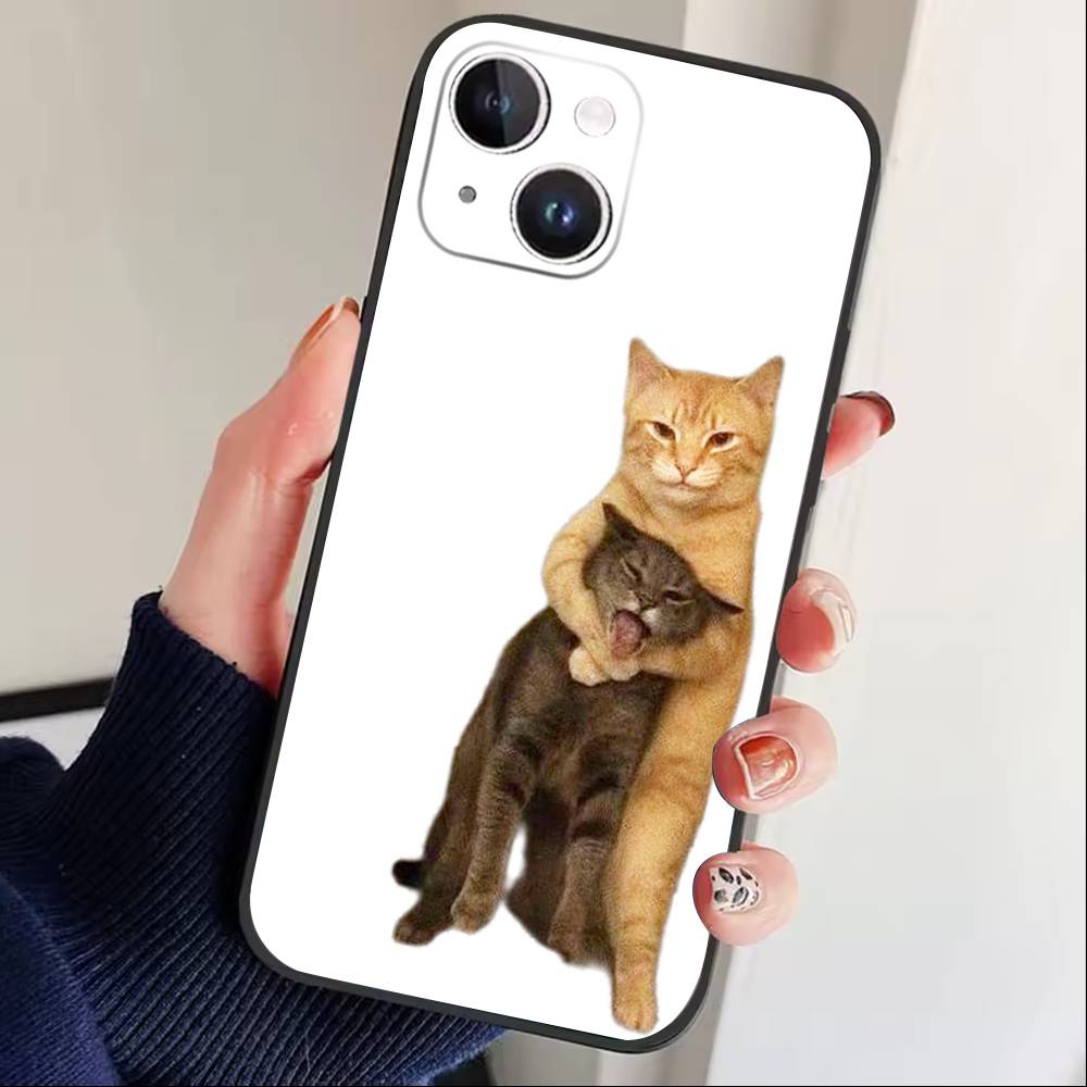 

Глупая КОШКА с большими глазами Забавная чехол для телефона Для iPhone17,16,15,14,13,12 Plus,Max Мягкий силиконовый Черный чехол iPhone17PRO